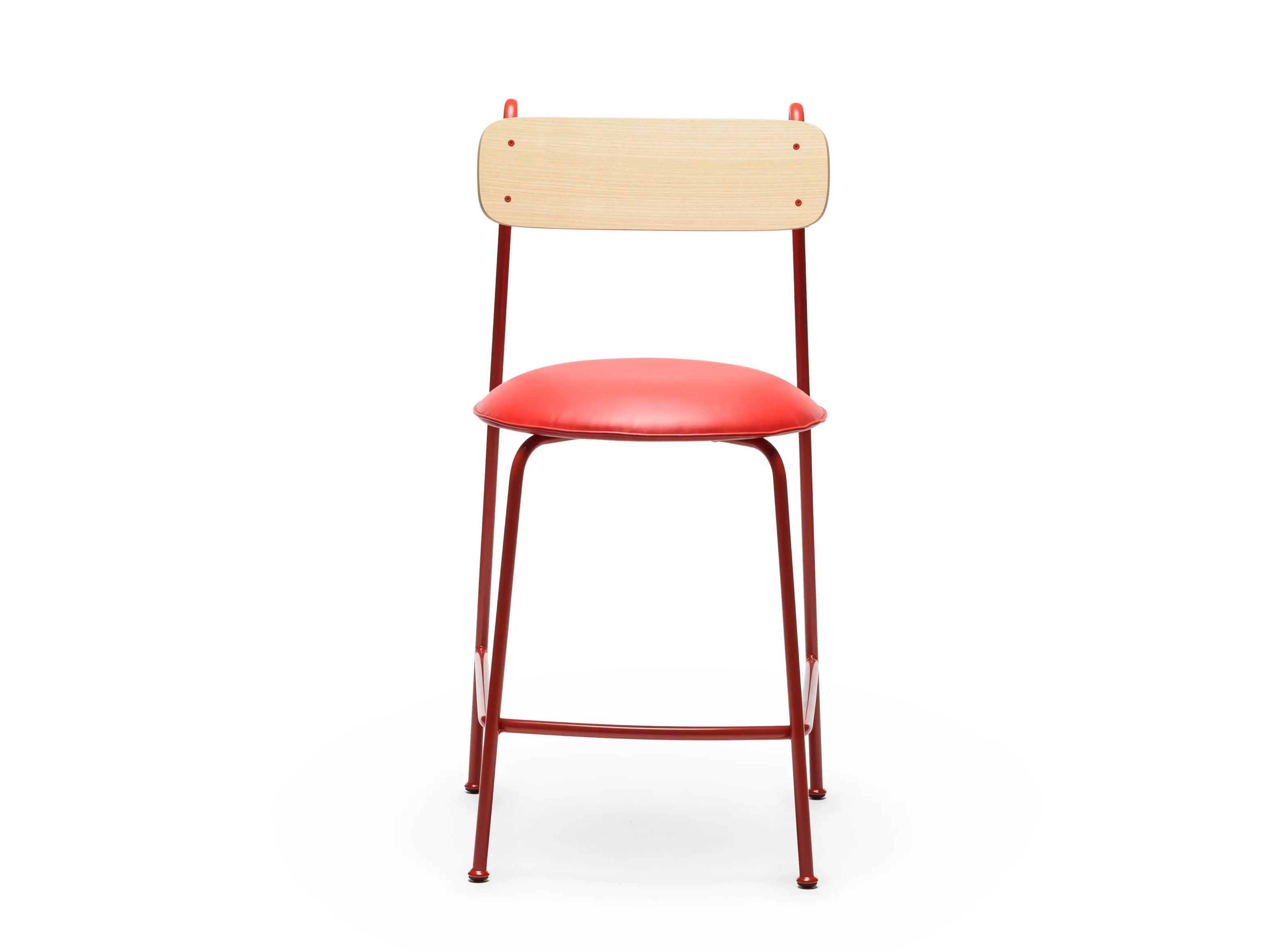 Окрашенный металлический табурет со встроенной подушкой из искусственной кожи и спинкой CHAIRS & MORE Lena ARCH-00048550 - Вид №4