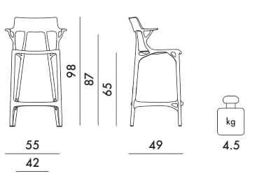 Высокий стул из переработанного инженерного пластика для сада со спинкой Kartell A. I ARCH-00056063 - Вид №22