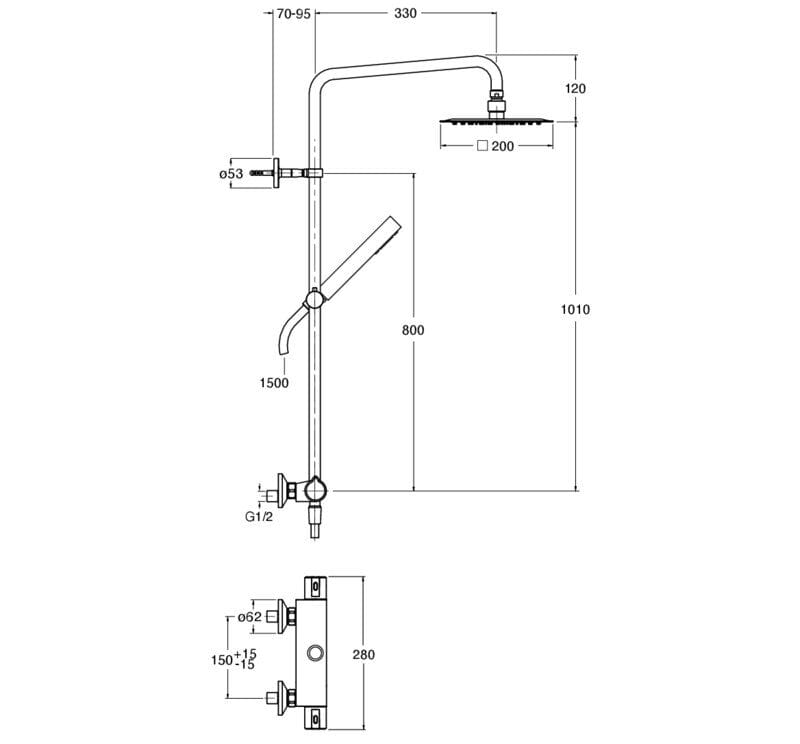 ABS настенный термостатический душ колонка с ручной душ CRISTINA Rubinetterie дополнения-выбор ARCH-00121617 - Вид №2