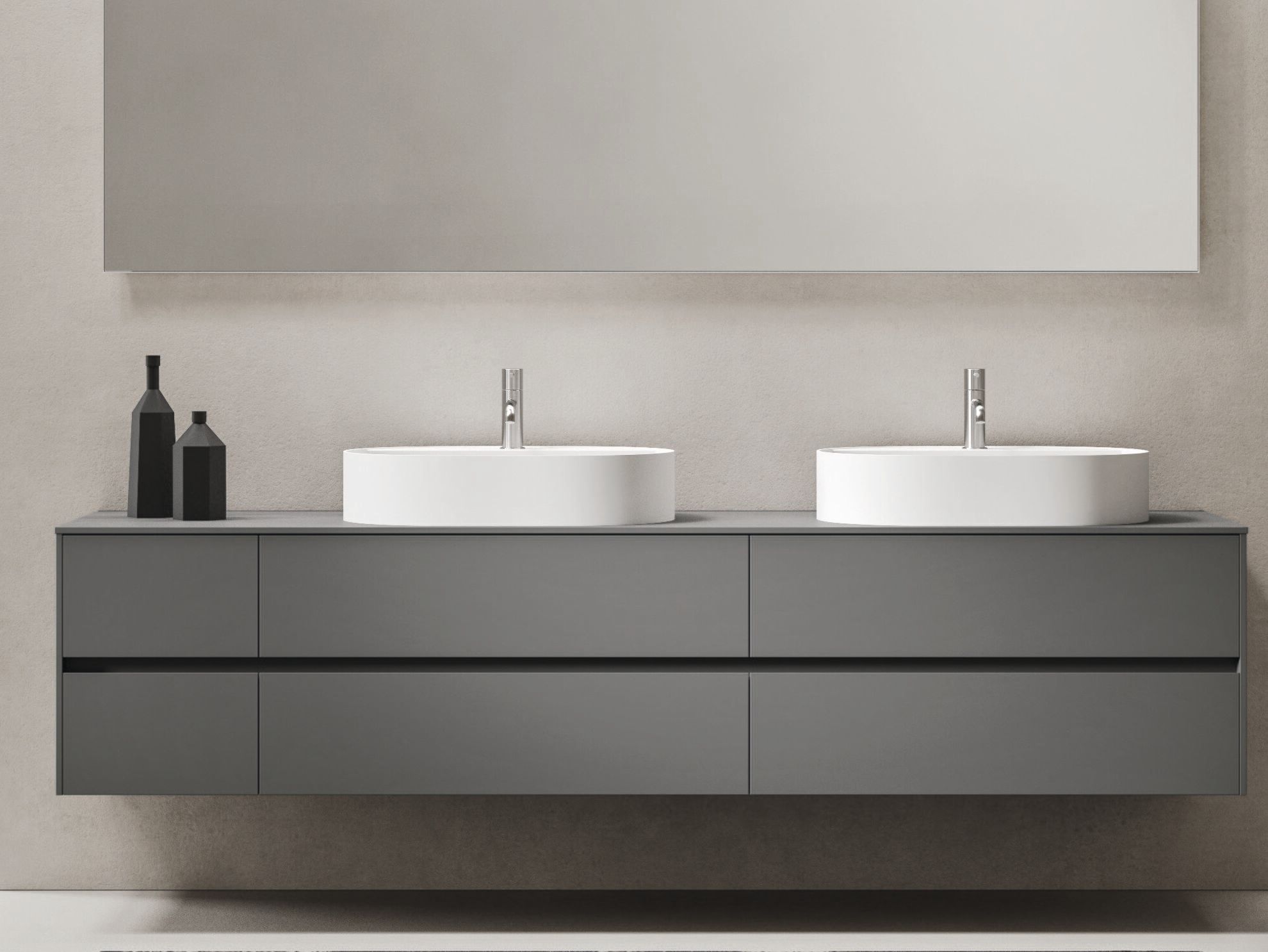 Деревянный подвесной двойной умывальник с ящиками Noorth синтез ARCH-00028311 - Вид №3