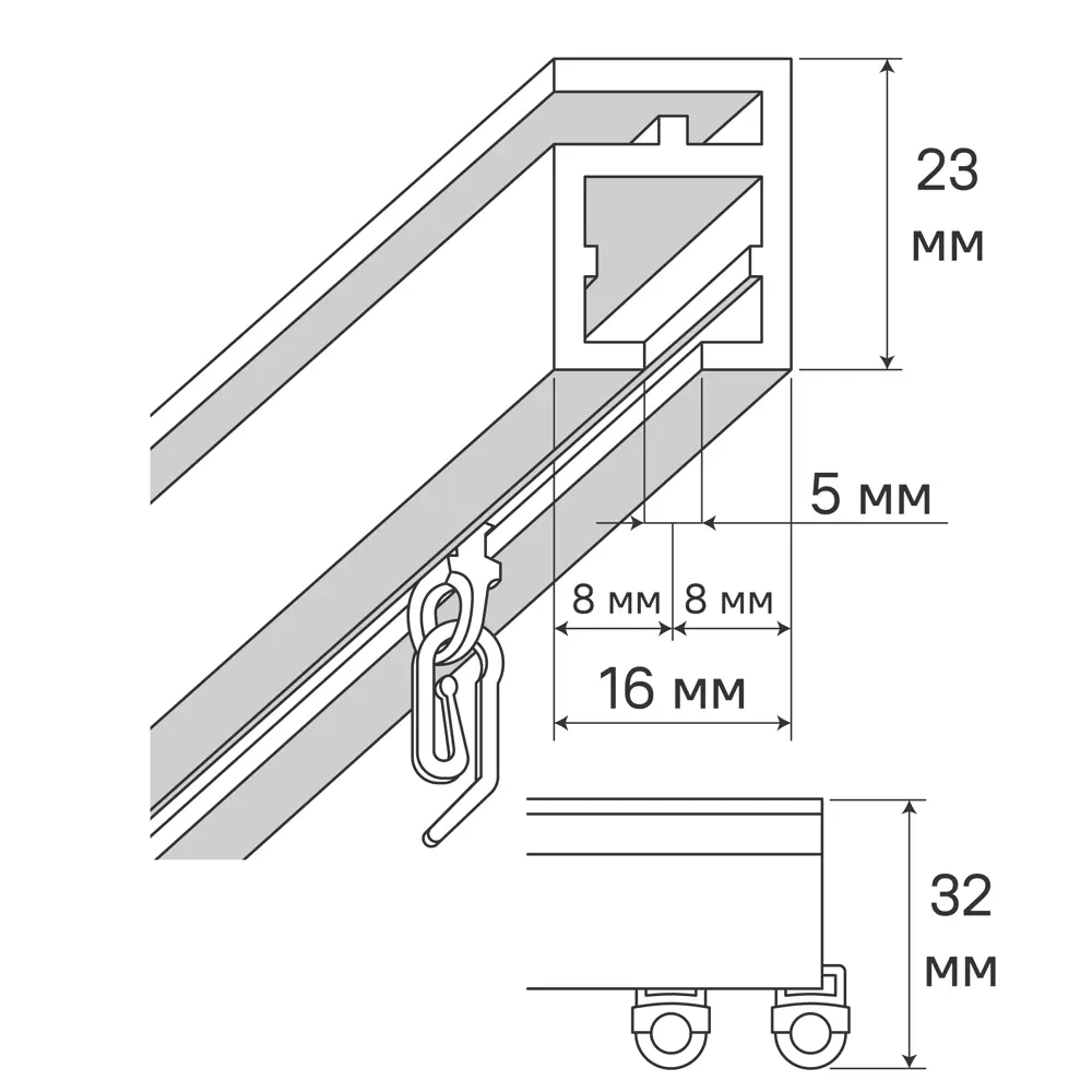 Шинный карниз однорядный KREAFORTA Pro 200 см алюминий цвет белый комплект STLM-2028599 - Вид №5