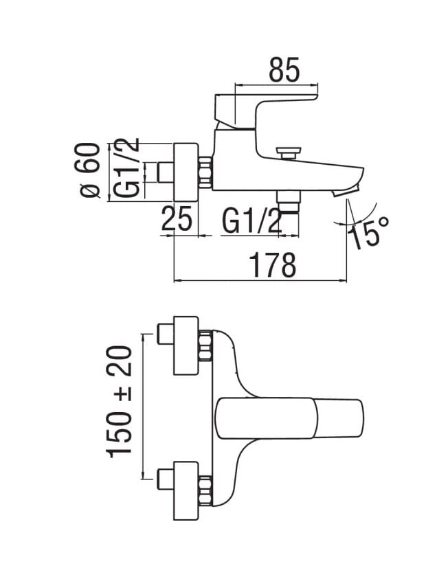 Настенный смеситель для ванны с аэратором Nobili песок ARCH-00110997