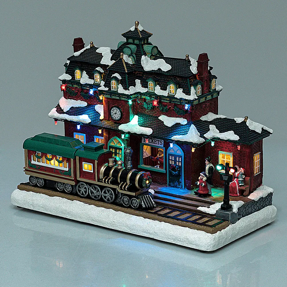 89368025 Декоративная фигура Вокзал с поездом пластик STLM-1348647 Santreyd Christmas - Вид №2