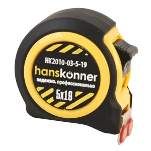 Рулетка Hanskonner HK2010-03-5-19 5 м x 19 мм, ударопрочная, магнитный наконечник