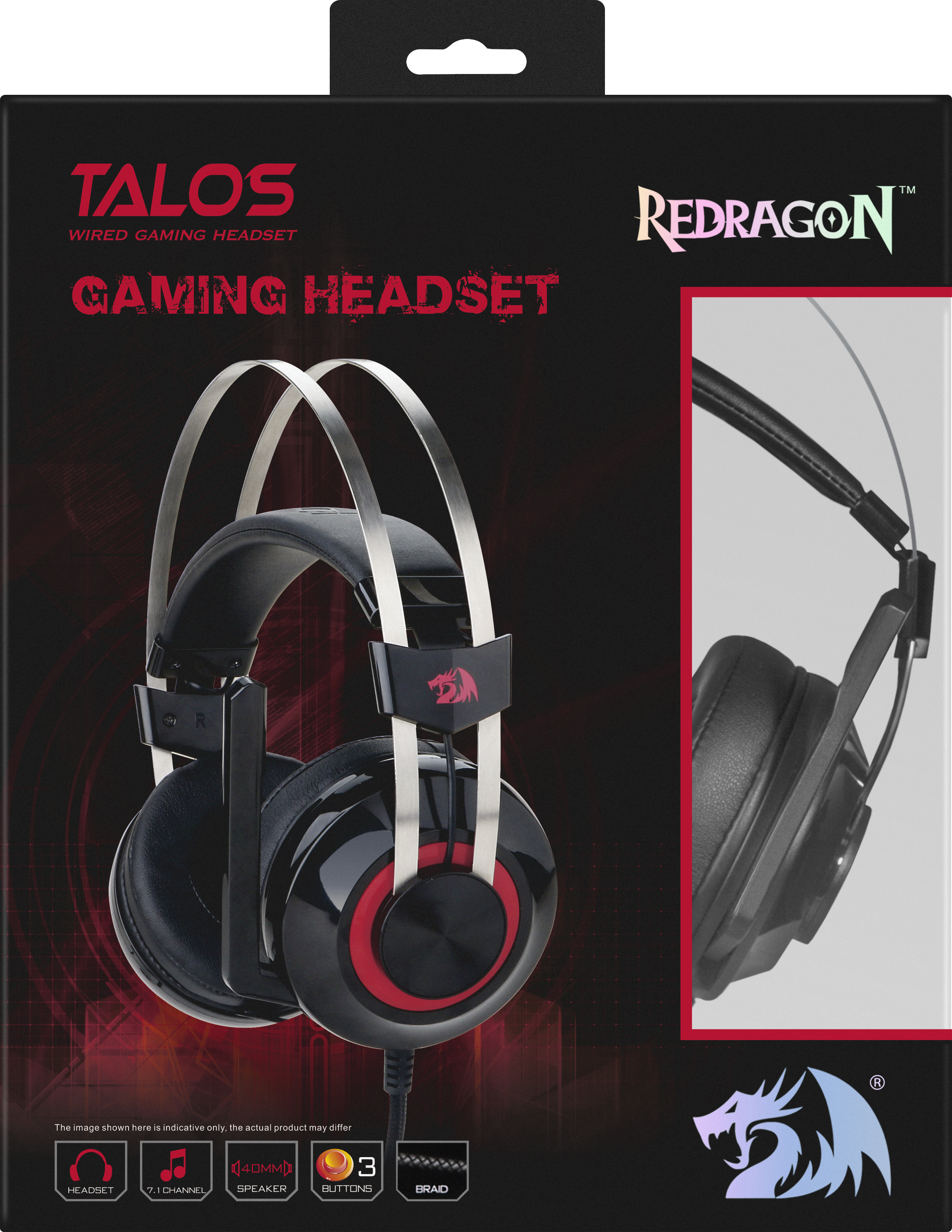 74920 игровая гарнитура talos объемный звук 7.1, кабель 1.8м Redragon Santreyd  - Вид №2