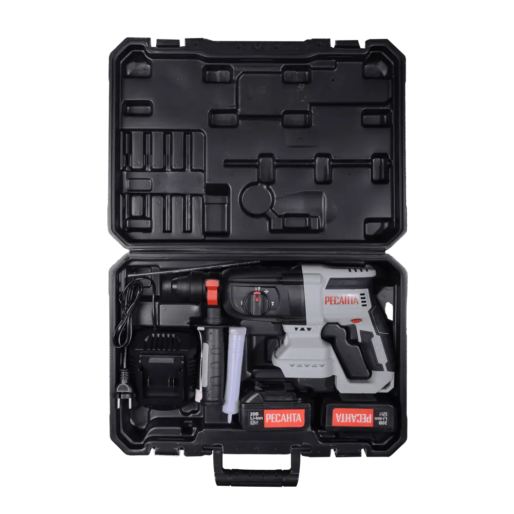 Перфоратор аккумуляторный SDS-plus Ресанта АП20/4, 20 В Li-Ion 2x4 Ач, 3.2 Дж STLM-2194541 - Вид №1