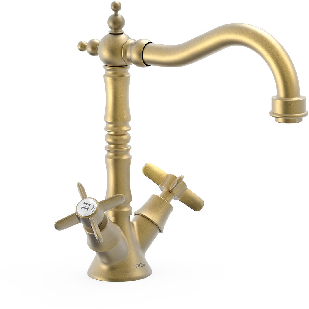 Смеситель для умывальника TRES CLASIC с двумя ручками-24210902LM TRES