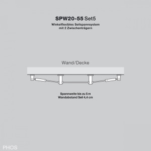 SPW20-55Set5 Гибкая система натяжения кабеля до 5 метров, расстояние до стены 4,4 см PHOS