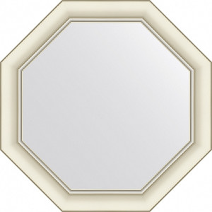 BY 7437 Зеркало в багетной раме - белый с серебром 60 mm EVOFORM Octagon