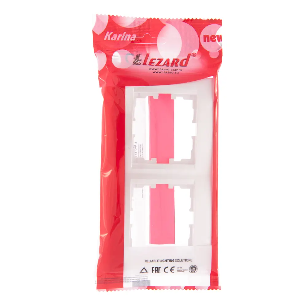 Рамка для розеток и выключателей Lezard Karina 2 поста горизонтальная цвет жемчужный белый перламутровый STLM-2174537 - Вид №3