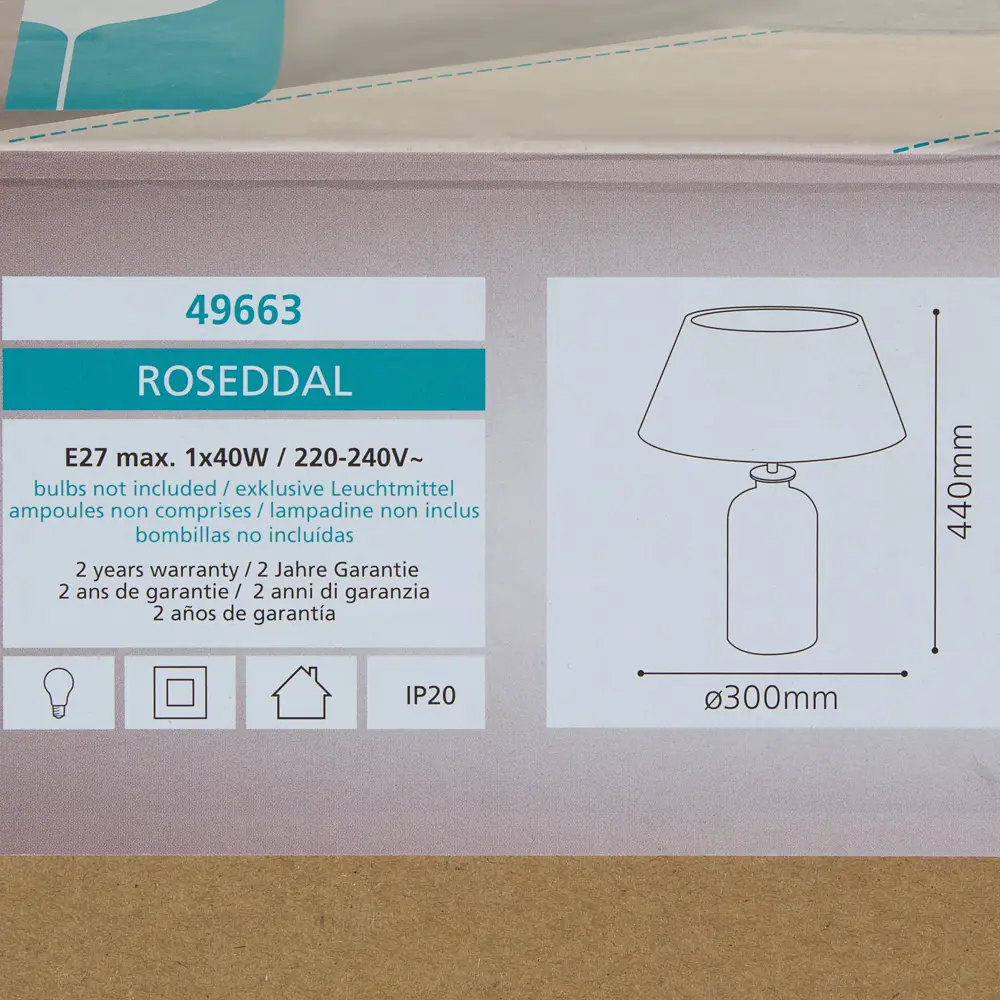 Настольная лампа Eglo «Roseddal» 1хE27x40 Вт, цвет белый/кремовый STLM-2166653 - Вид №2