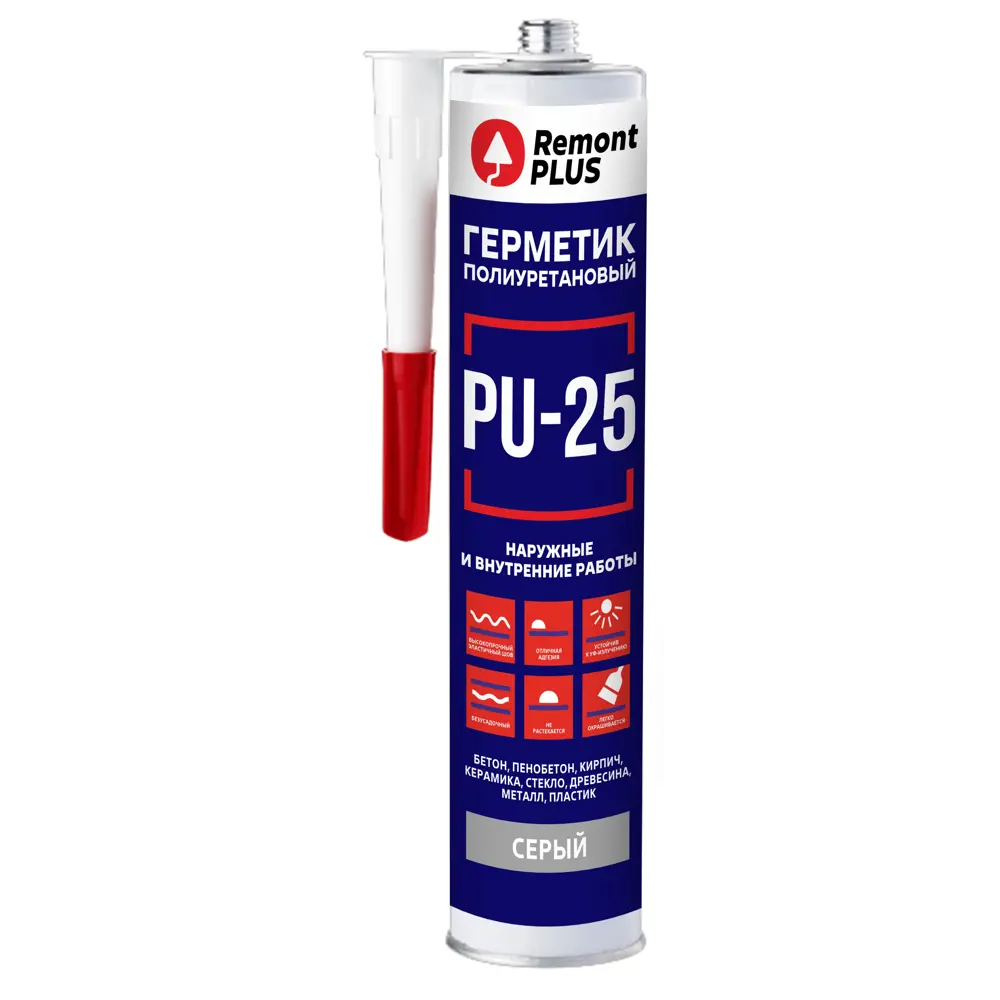 Полиуретановый герметик Remont Plus PU-25 серый 280 мл 89424159 STLM-1571018