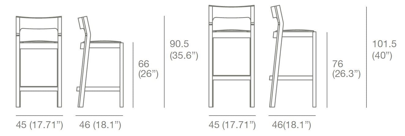 Высокий дубовый стул с мягким сиденьем Case профиль ARCH-00005913 - Вид №1