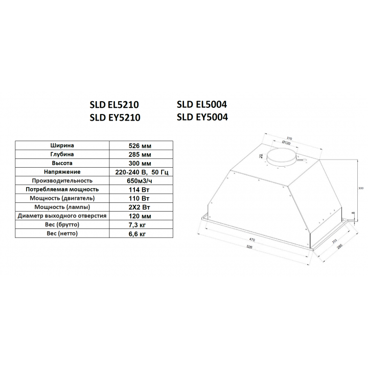 9282630 Вытяжка полновстраиваемая Schaub Lorenz SLD EY5004 черный/серебристый STDN-0009234 - Вид №9