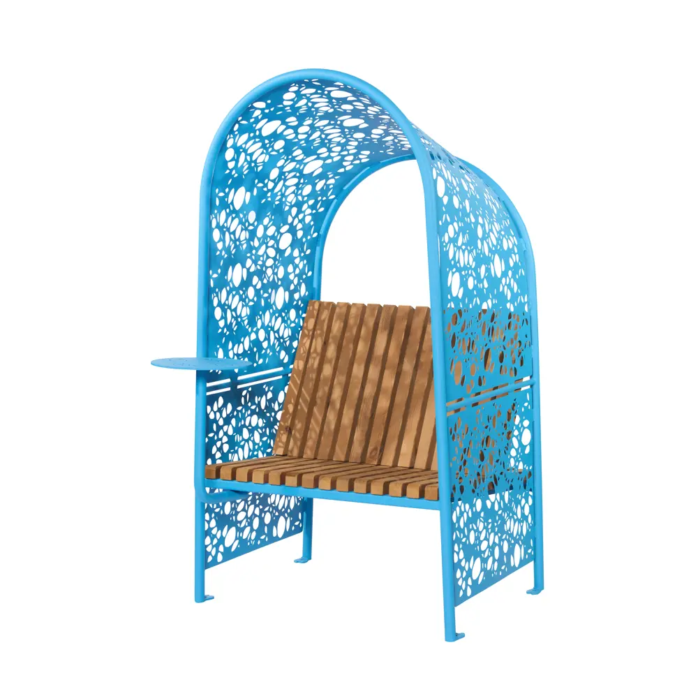 Скамейка Punto design Shade 103.6х90х164.7 см сталь/дерево голубой/коричневый STLM-2025453