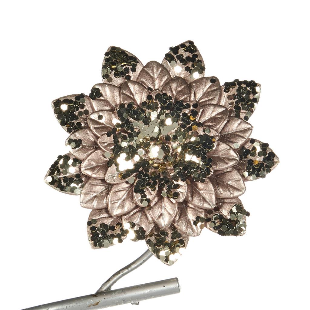 FL 18112 Металлический цветок цвета шампанского c черным на клипсе 12 см GOODWILL Santreyd 