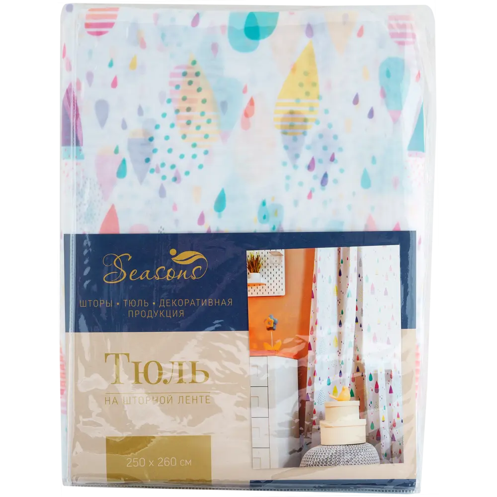 Тюль на ленте Капли 250х260 см полиэстер геометрия SEASONS STLM-2153541 - Вид №6