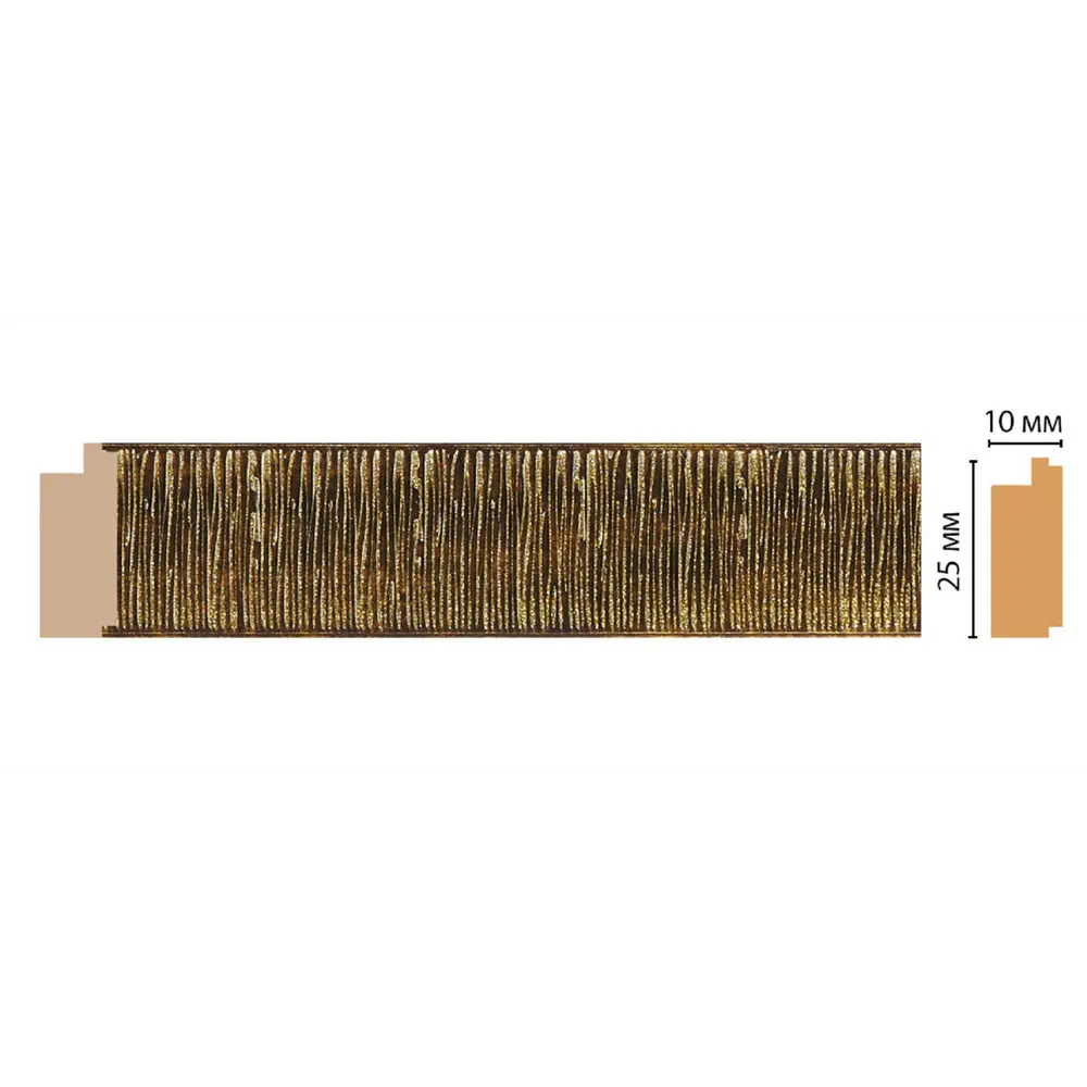Молдинг Decomaster 102-28 на стену, полистирол, цвет жёлтый/золотой, 25x10x2400 мм