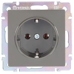 Розетка встраиваемая Werkel с заземлением, цвет серо-коричневый