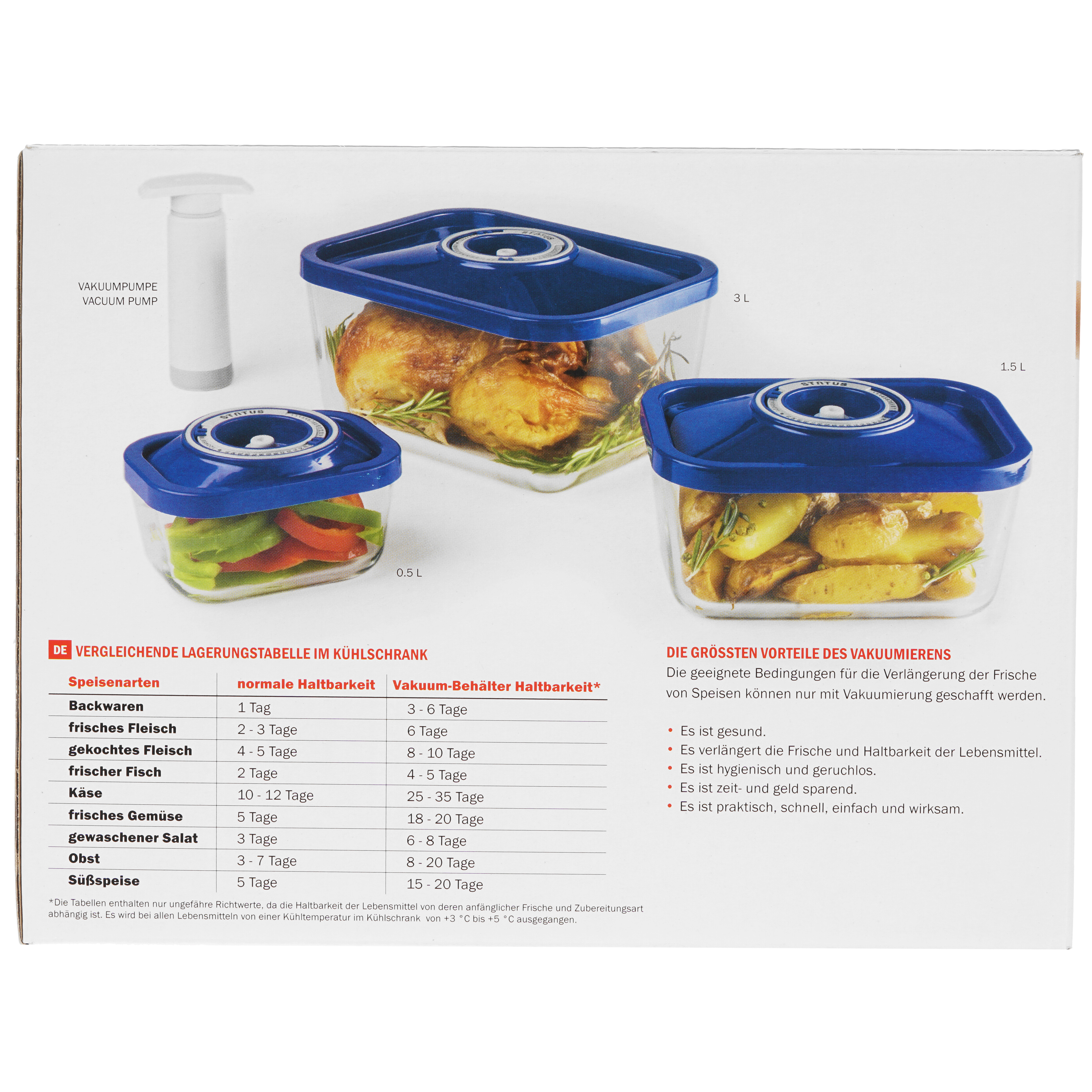 1625888 Набор вакуумных контейнеров STATUS VAC-Glass-Set White 0.5 л, 3 л, 1.5 л STDN-0022705 - Вид №9