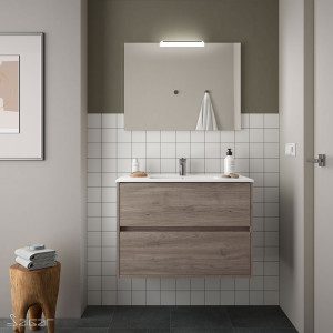 85069 SALGAR Комплект мебели для ванной NOJA 900 ETERNITY OAK + Раковина + Зеркало + Свет Робл Вечность