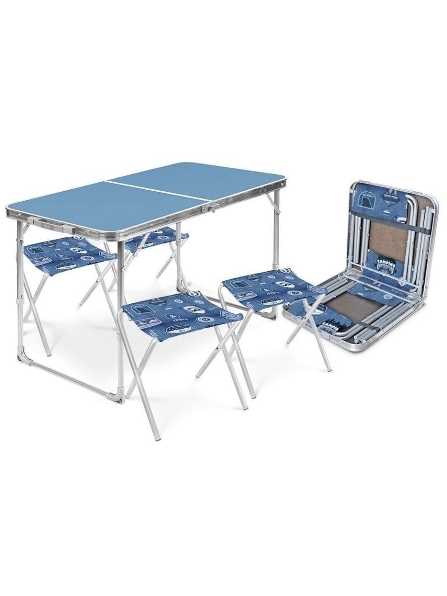 91057635 Садовая мебель для обеда алюминий голубой : стол, 4 стула ССТ-К2/4 STLM-0461411 NIKA
