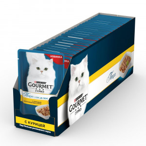 ПР0048788*24 Корм для кошек Перл Соус Де-люкс с курицей в роскошном соусе, пауч 85 г (упаковка - 24 шт) Gourmet