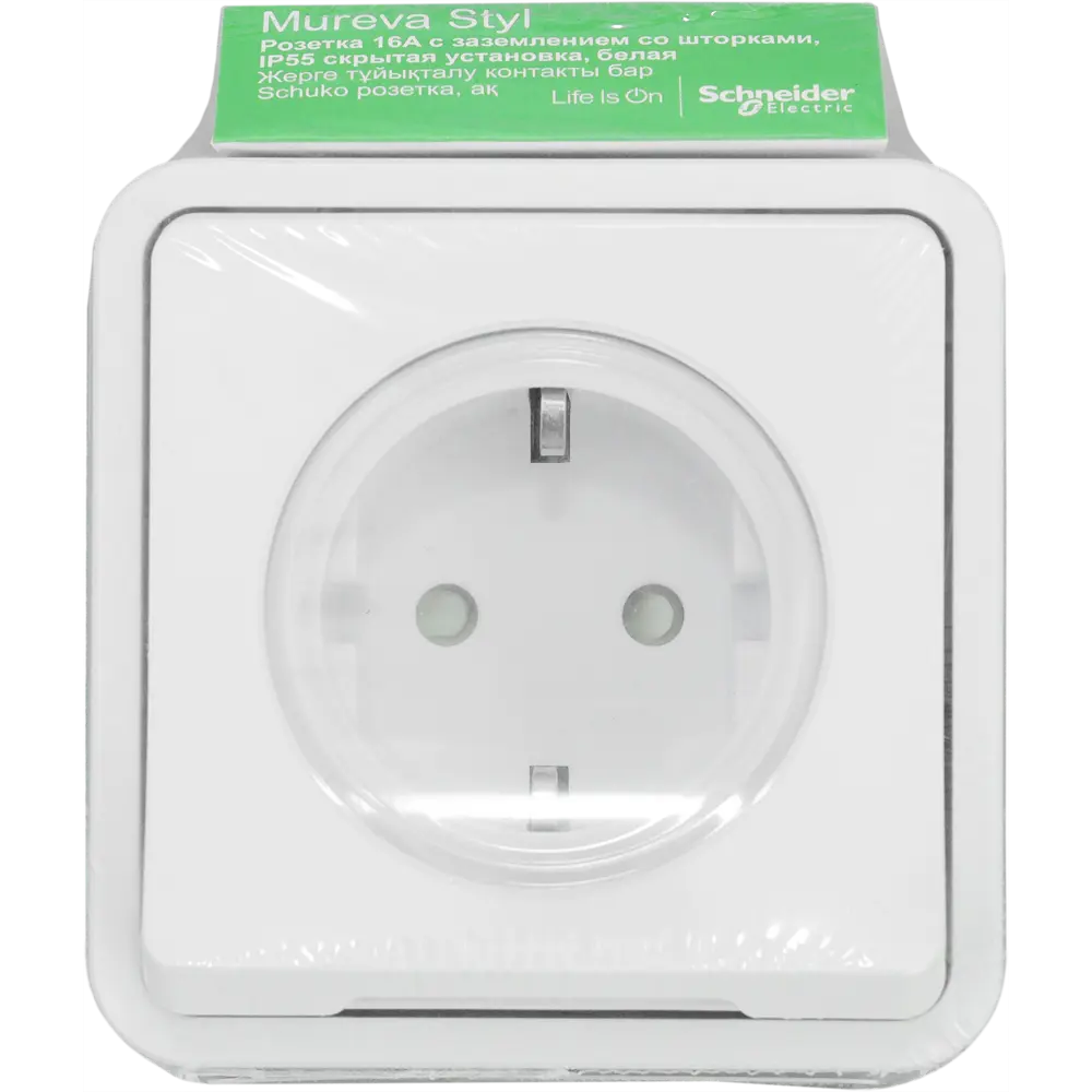 Розетка встраиваемая влагозащищённая Schneider Electric Mureva Styl с заземлением, с крышкой и шторками, IP55, цвет белый STLM-2046605 - Вид №5