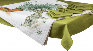 10645378 Tessitura Toscana Telerie Набор столового текстиля 12/14 "Оливки" и Тициан"(зеленый) Ткань