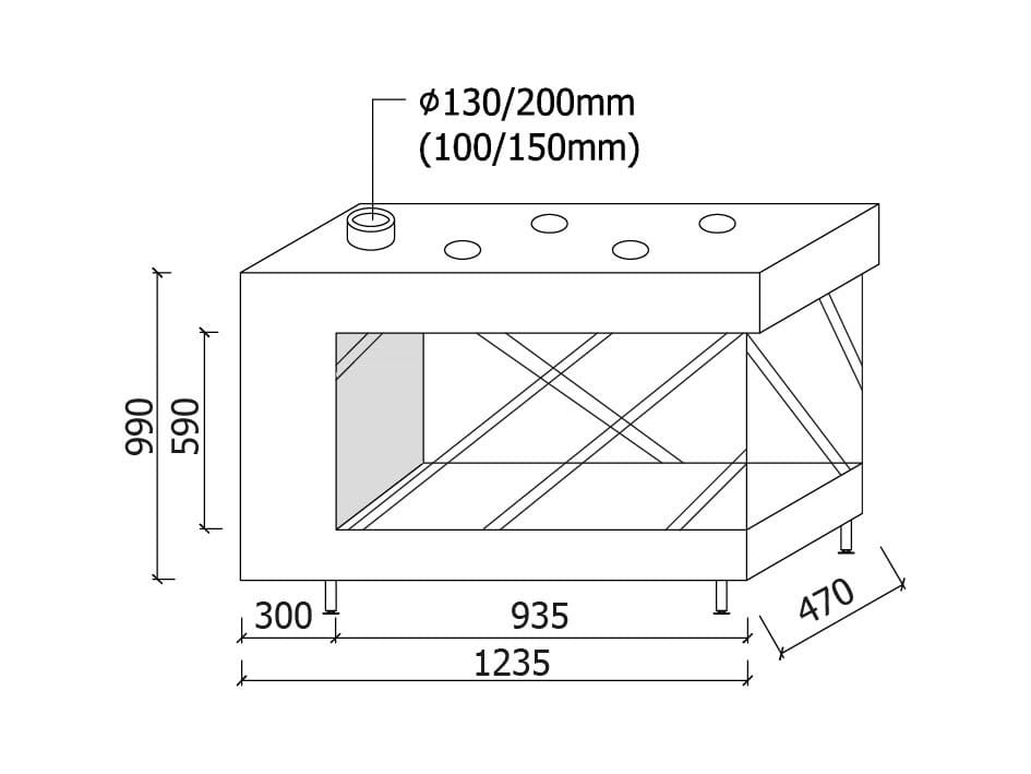 Металлический газовый тройной фасадный камин Metalfire ARCH-00028424 - Вид №7