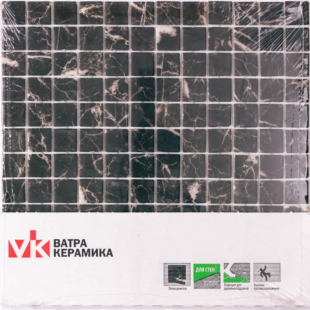 Мозаика Marble Nero Marq Antislip стекломасса 31.1x4.9 см цвет черный Santreyd Мозаика Onix STLM-2091944 - Вид №9