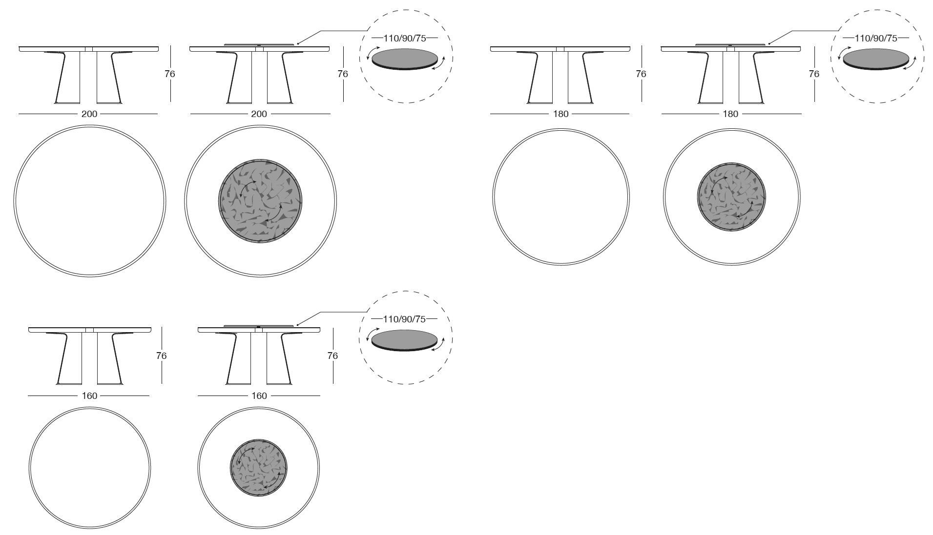 Круглый мраморный стол и основание из кожи и листового металла Longhi Loveluxe 2021-Rhythm'21 collection ARCH-00083399 - Вид №5