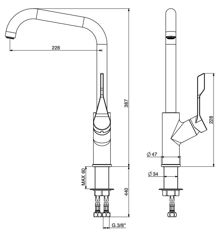 Смеситель для кухни с поворотным изливом GATTONI Tek ARCH-00112604 - Вид №1