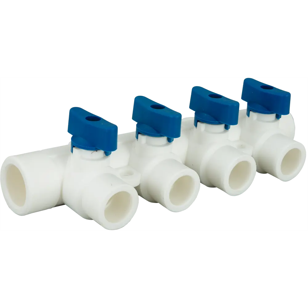 Коллектор на 4 выхода с кранами 25x20 мм полипропилен РВК STLM-2045376