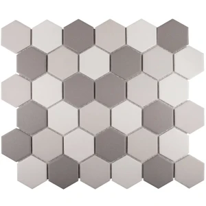 Декоративная мозаика Starmosaic Hexagon small grey mix antislip. 1236104 32.5x28.2см цвет Серый, серебристый