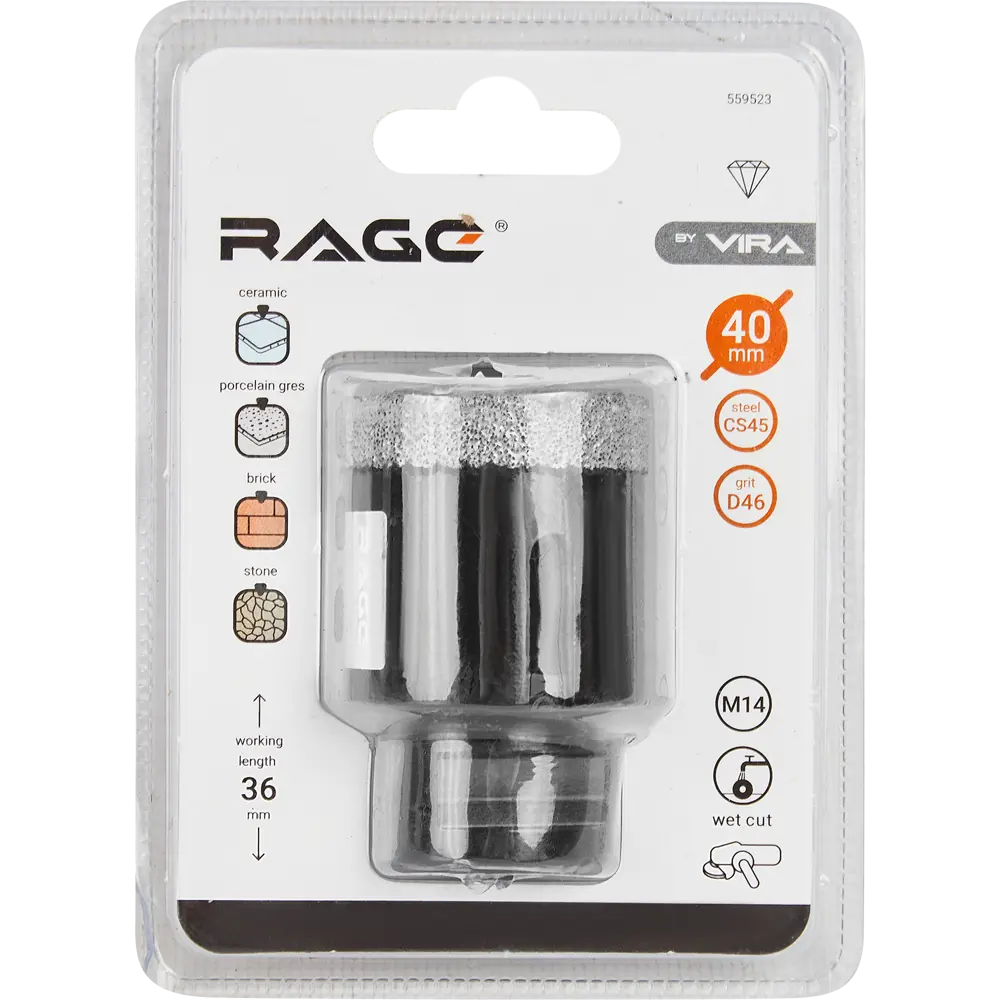 Алмазная коронка RAGE 40 мм для керамогранита и плитки 87692478 STLM-0075103 - Вид №5