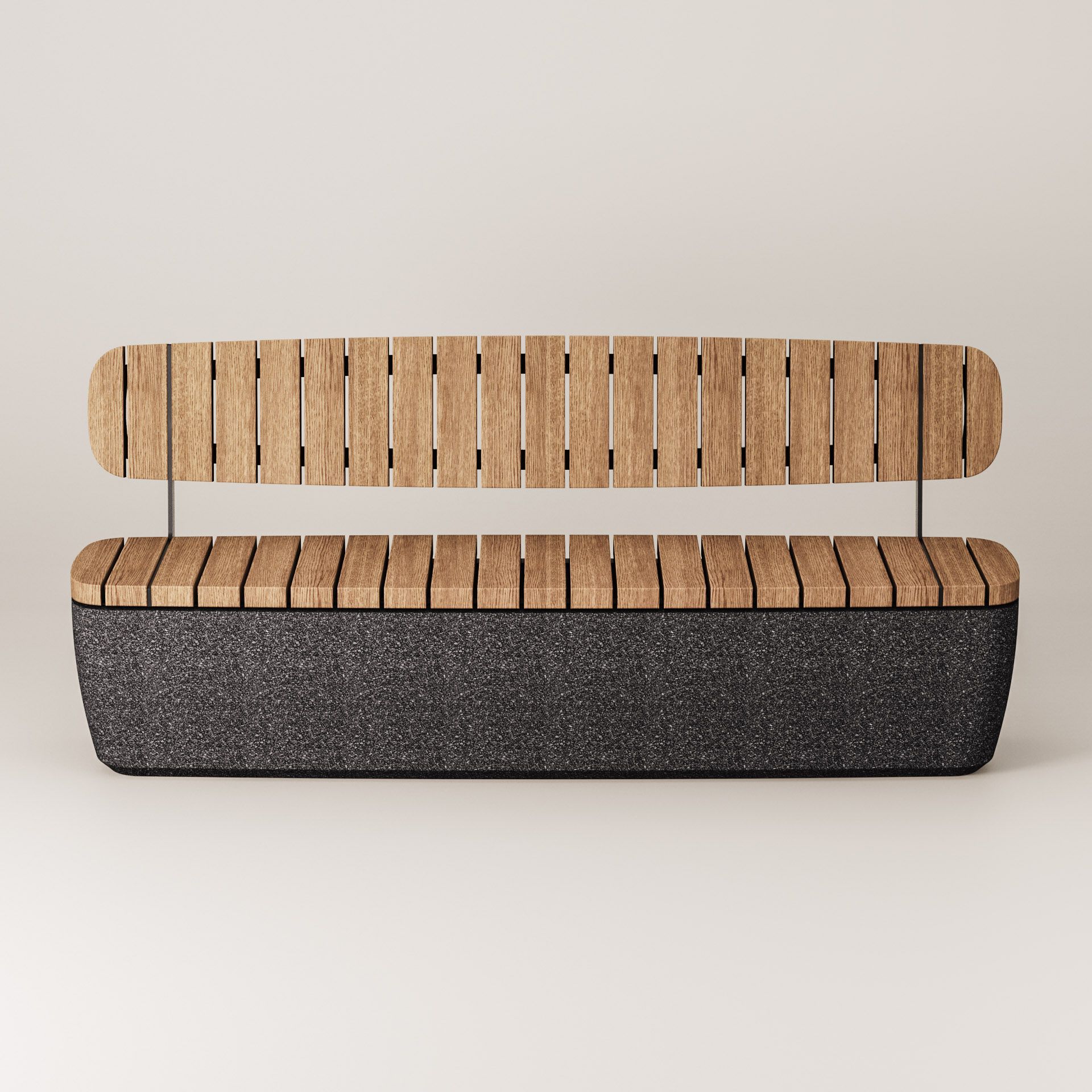 Бетонная и деревянная скамья со спинкой Kremen ARCH-00147114 - Вид №6