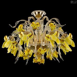 3374 ORIGINALMURANOGLASS Потолочный светильник Жёлтый Ирис - Luxury - муранское стекло OMG  см