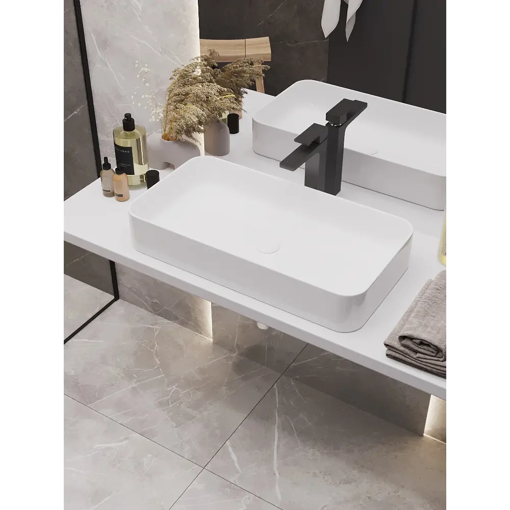 Раковина Slim Square 70 накладная на столешницу 71x37 см 89316155 STLM-2078644 Santreyd - Вид №2