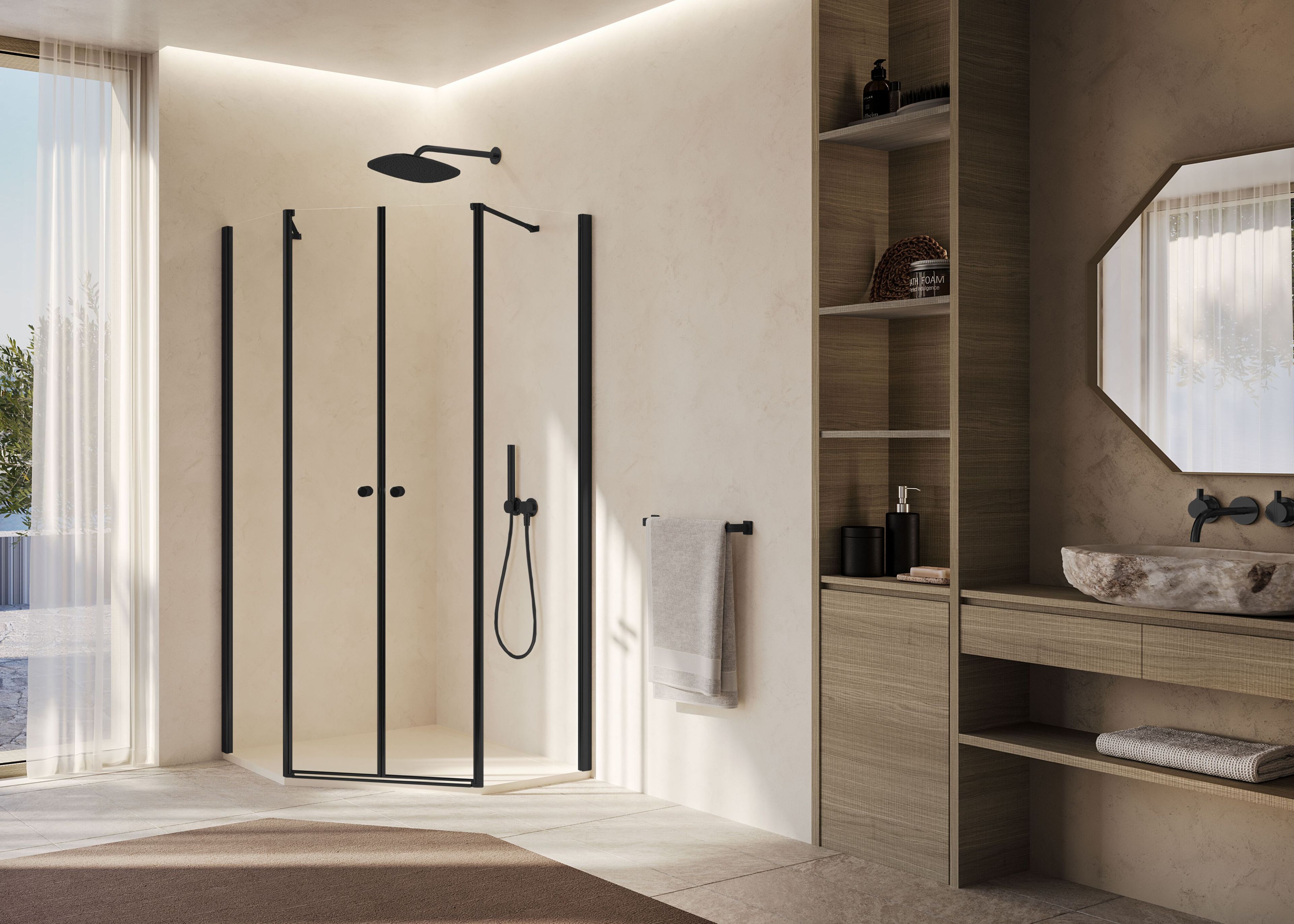 Угловая душевая кабина из хрусталя с распашной дверью DUKA Multi-S 4000 NEW ARCH-00032291 - Вид №2