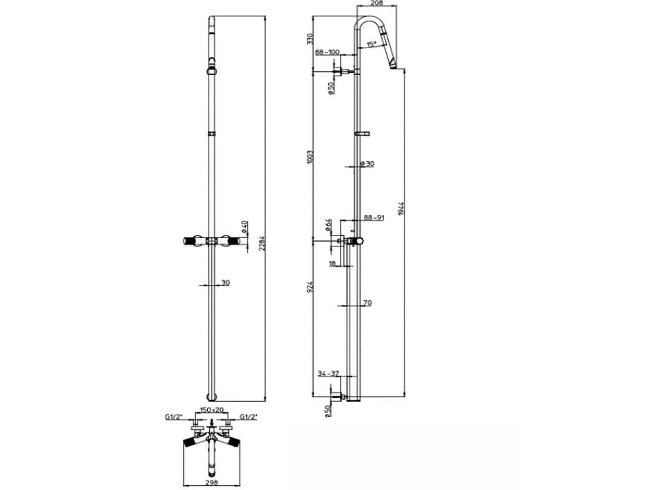 Хромированная латунная термостатическая душевая колонна Bossini PLY ARCH-00152687 - Вид №8