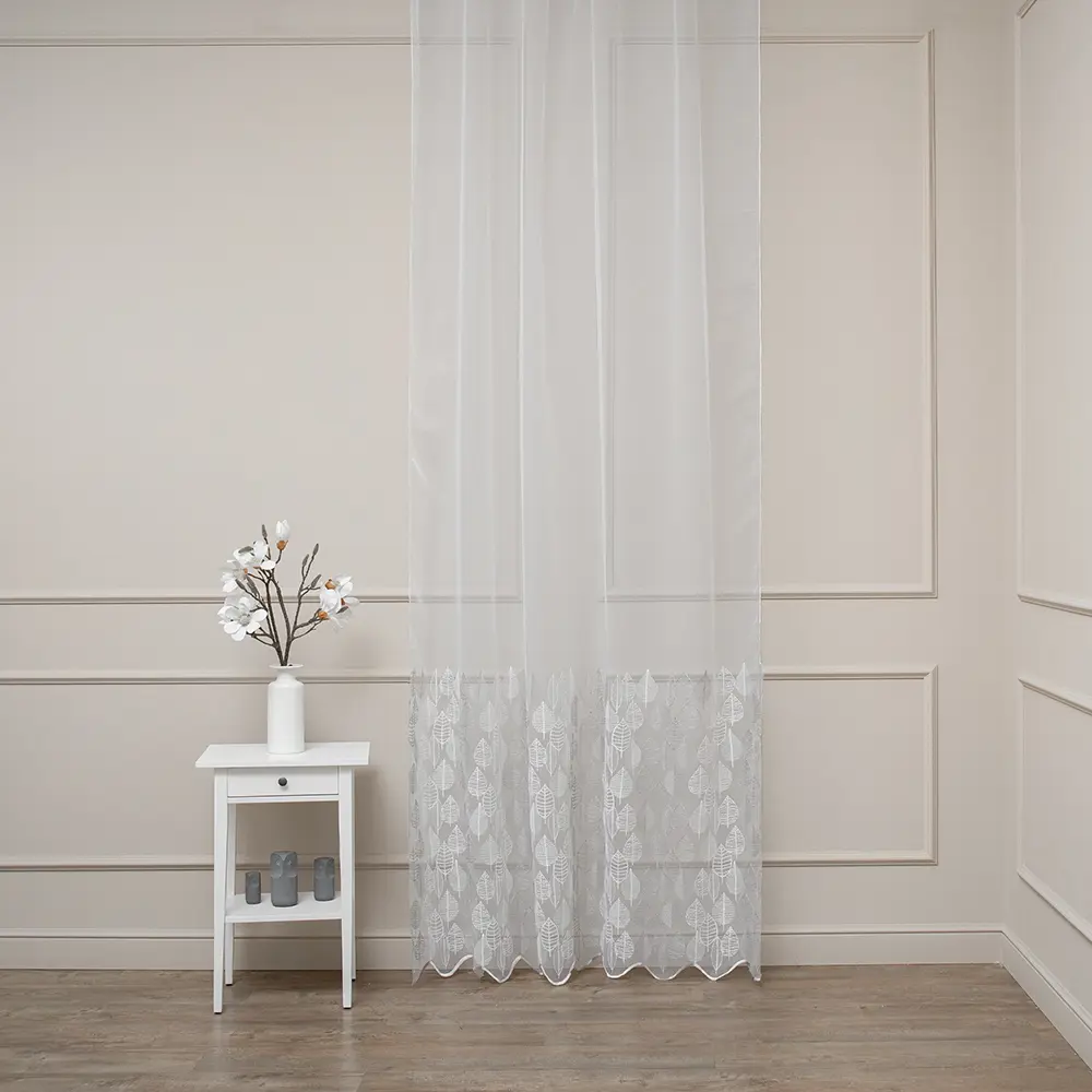 Тюль 1 м/п Foglie сетка вышитая 280 см цвет серый TEX REPUBLIC STLM-2135025 - Вид №4