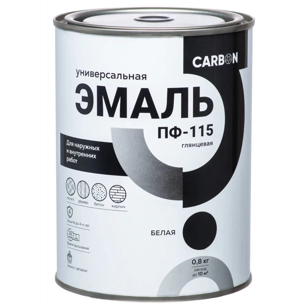 Эмаль ПФ-115 Carbon глянцевая цвет белый 0.8 кг STLM-2155104 - Вид №1