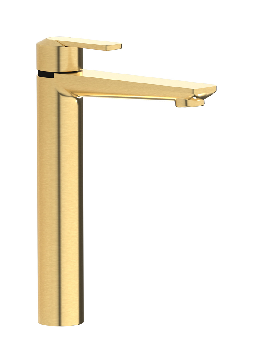 Высокий смеситель для раковины на 1 отверстие в комплекте с донным клапаном WE ARE IB c6202os Brushed Gold C-67