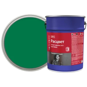 Грунт-эмаль по ржавчине 3 в 1 Расцвет быстросохнущая цвет зеленый 5 кг