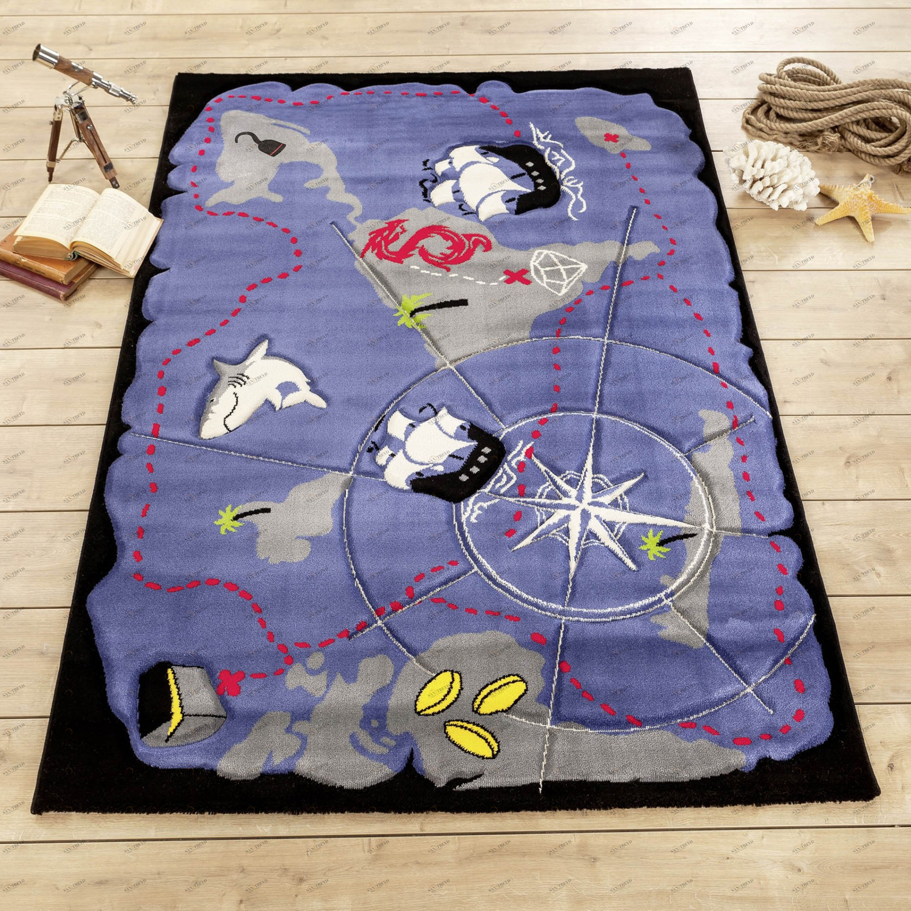 Ковер детский фиолетовый 133х190 см Pirate CILEK PIRATE 00-3832220 Фиолетовый Santreyd 