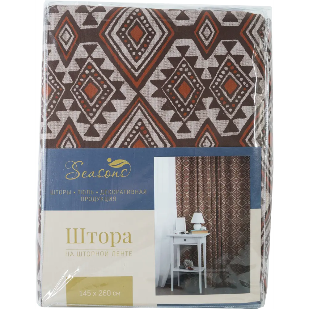 Штора на ленте «Этника» 145x260 см геометрия цвет коричневый 82406712 STLM-2036699 SEASONS  - Вид №4