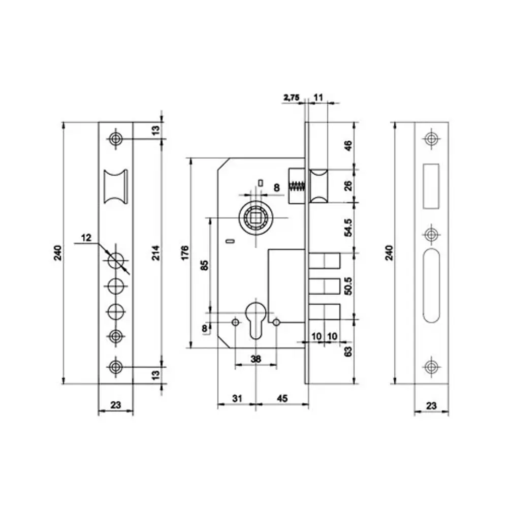 PALLADIUM Корпус замка 2000 с универсальной защелкой в хроме 17167561 STLM-0007606 - Вид №3