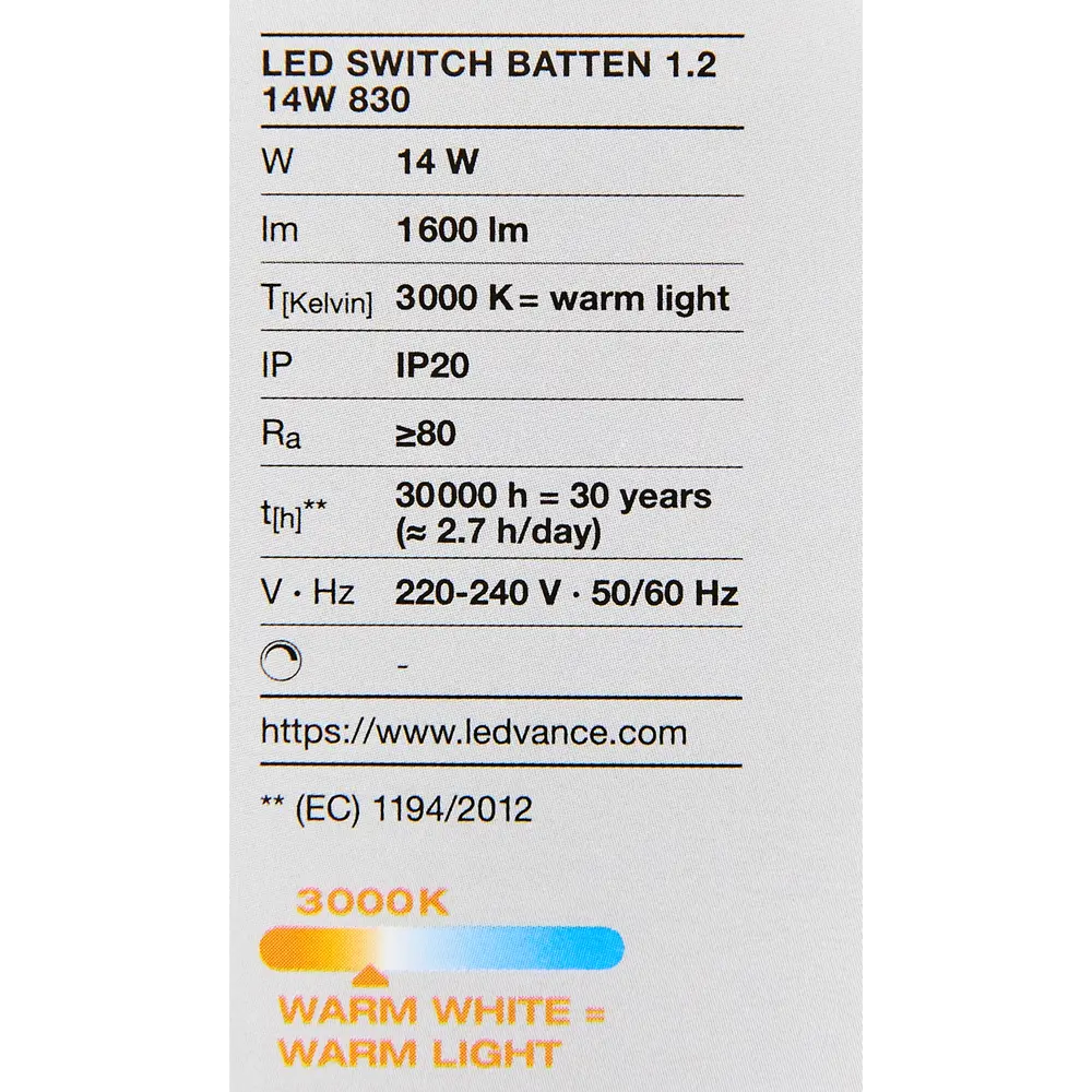 Светильник линейный светодиодный Ledvance LED Switch Batten 1173 мм 14 Вт, теплый белый свет 82321392 STLM-2204886  - Вид №5