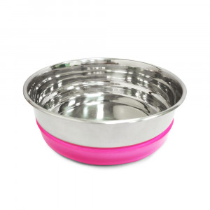 ПР0056889 Миска для собак металлическая с розовой резинкой 300мл TRIOL